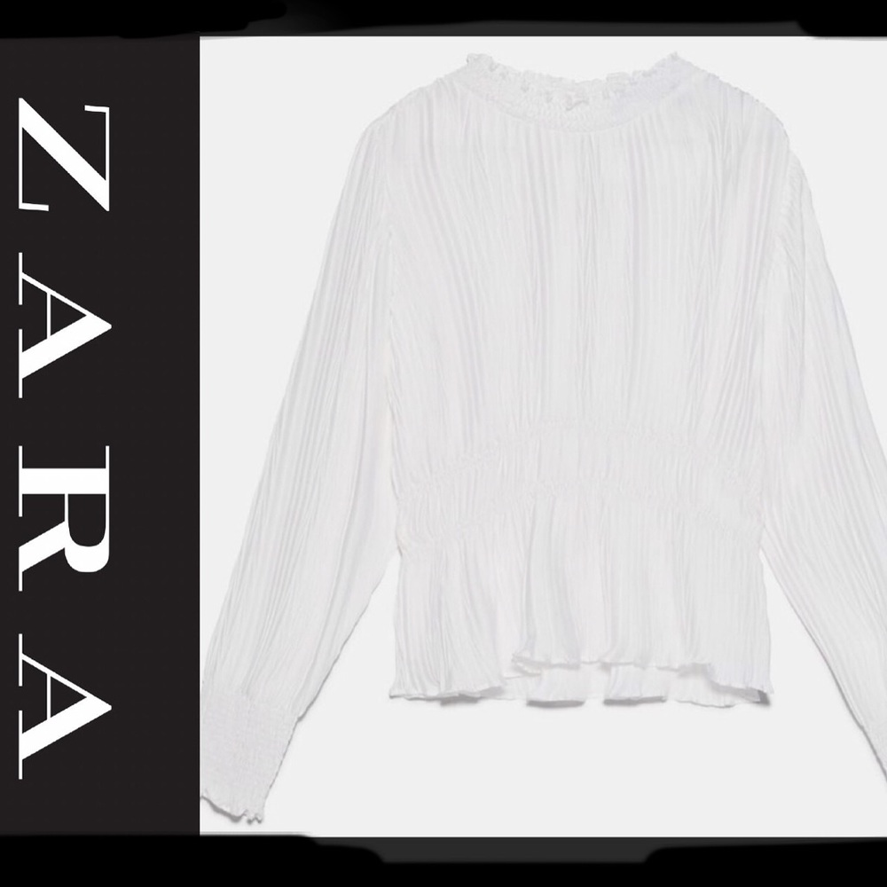 New Women White Long Sleeve SizeM Elastic  Blouse